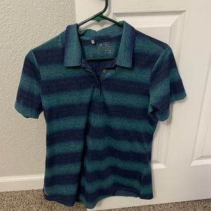 Adidas, Blue Ombre Striped Golf Polo Shirt, M